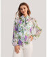 Фото #2 товара Women's Floral Printed Silk Blouse for Women