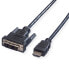 Фото #1 товара VALUE Monitor Cable - DVI (18+1) - HDMI - M/M 2 m - 2 m - HDMI - DVI-D - Black - Male/Male