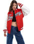 Tommy Jeans letterman jacket in deep crimson