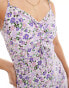 Wednesday's Girl ditsy floral ruched front midi dress in lilac