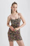 Фото #6 товара Coool Zebra Desenli Askılı Mini Elbise B0079ax23sm