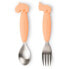 Фото #2 товара DONE BY DEER Easy-Grip Spoon And Fork Set Deer Friends Coral