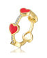 Фото #1 товара Kids Sterling Silver 14k Gold Plated with Cubic Zirconia Enamel Heart Stacking Ring