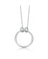 Фото #1 товара Sterling Silver White Gold Plated Hollow Circle Pendant Necklace