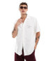 Фото #2 товара ASOS DESIGN relaxed revere shirt with chest and back print in white