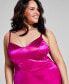Фото #5 товара Trendy Plus Size Strappy Rhinestone Lace-Up-Back Gown