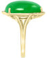 ფოტო #5 პროდუქტის EFFY® Dyed Green Jade (17x12mm) & Diamond (1/10 ct. t.w.) Statement Ring in 14k Gold