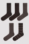 Фото #1 товара Erkek Puantiyeli Kahverengi 5li Soket Çorap