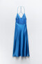 Фото #8 товара Атласное платье-комбинация с бретелями ZARA
