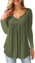 Фото #12 товара Amoretu Women's V-Neck Button Down Blouse, Solid Tunic Long Sleeve / Short Sleeve Tops