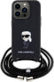 Фото #8 товара Karl Lagerfeld Karl Lagerfeld KLHCP15LSASKNPSK iPhone 15 Pro 6.1" hardcase czarny/black Crossbody Saffiano Monogram Metal Pin Karl & Choupette