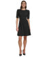 Фото #1 товара Women's Button-Detail Short-Sleeved Fit & Flare Dress