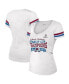 ფოტო #3 პროდუქტის Women's Threads White Colorado Avalanche 2022 Stanley Cup Champions Striped V-Neck T-shirt