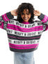 ASOS DESIGN Christmas jumper in slogan stripe