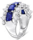 ფოტო #4 პროდუქტის Lab-Grown Blue Sapphire (4-5/8 ct. t.w.) & Lab-Grown White Sapphire (2-1/10 ct. t.w.) Three Row Ring in Sterling Silver
