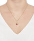 Фото #2 товара Macy's lab-Grown Ruby (2-1/8 ct. t.w.) & Lab-Grown White Sapphire (1/5 ct. t.w.) Hearts 18" Pendant Necklace in 14k Gold-Plated Sterling Silver