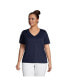 ფოტო #1 პროდუქტის Plus Size Relaxed Supima Cotton V-Neck T-Shirt