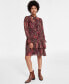 ფოტო #1 პროდუქტის Women's Paisley Tie-Neck Tiered Dress