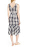 Фото #3 товара NORDSTROM SIGNATURE Faux Wrap Plaid Dress Sz. 12 (Navy/White) 151941