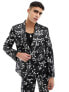 Фото #1 товара ASOS DESIGN skinny suit jacket in black floral print with white piping