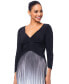 Women's Ombré Pleated 3/4-Sleeve Gown