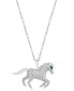 EFFY® Diamond (1/3 ct. t.w.) & Emerald Accent Horse 18" Pendant Necklace in 14k White Gold