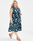 Plus Size Floral Shine Dress, Created for Macy's