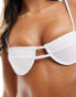 Фото #4 товара Miss Selfridge textured cup detail bikini top in white