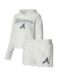 ფოტო #1 პროდუქტის Women's Cream Atlanta Braves Fluffy Hoodie Top and Shorts Sleep Set