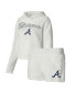 Фото #1 товара Women's Cream Atlanta Braves Fluffy Hoodie Top and Shorts Sleep Set