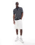 Brave Soul textured knit stripe polo in navy