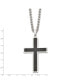 Фото #3 товара Chisel black Carbon Fiber Inlay Cross Pendant Curb Chain Necklace