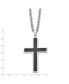 Black Carbon Fiber Inlay Cross Pendant Curb Chain Necklace