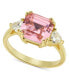 ფოტო #1 პროდუქტის Gold-Tone Cubic Zirconia & Square Pink Crystal Ring, Created for Macy's