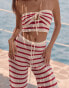 4th & Reckless x Luana Barron lior knit stripe beach crop top co-ord in cherry red