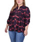 ფოტო #1 პროდუქტის Plus Size 3/4 Roll Tab Sleeve Y-Neck Top