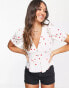 River Island puff sleeve blouse in heart print