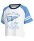 Фото #1 товара Women's White Distressed North Carolina Tar Heels Melange Beaumont Cropped Raglan T-shirt