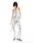 Фото #1 товара JJXX co-ord wide leg metallic trouser in silver