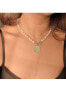 ფოტო #3 პროდუქტის 18K Gold Plated Freshwater Pearls with a Coin Pendant - Giorgia Pearl Necklace 17" For Women