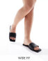 Фото #2 товара ASOS DESIGN Wide Fit Fig square toe flat sandals in black