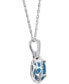 ფოტო #2 პროდუქტის Blue Topaz (2-1/5 ct. t.w.) & Diamond (1/6 ct. t.w.) Oval Halo Pendant Necklace in 14k White Gold, 16" + 2" extender