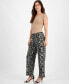 Фото #3 товара Women's Printed Wide Leg Knit Pull-On Pants, Created for Macy's