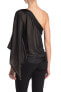 Фото #2 товара Vertigo 154082 Women's One Shoulder Blouse Bell Sleeve Black Tapioca Sz. XS