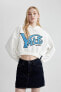 Фото #1 товара Coool Yale University Oversize Fit Kapüşonlu Crop Sweatshirt C3092ax24sp