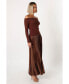 Фото #2 товара Women's Slate Off Shoulder Pleated Midi Dress