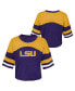 Big Girls Purple Distressed LSU Tigers Sunday Friday Sleeve Stripe Jersey T-shirt