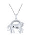 ფოტო #2 პროდუქტის Pave CZ Cow Girl Equestrian Thoroughbred Winner Horse Pendant Horseshoe Necklace Western Jewelry For Women .925 Sterling Silver