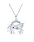 Фото #2 товара Bling Jewelry pave CZ Cow Girl Equestrian Thoroughbred Winner Horse Pendant Horseshoe Necklace Western Jewelry For Women .925 Sterling Silver