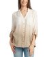 Juniors' Ombré Collared Button-Front Blouse